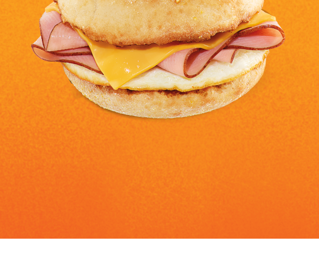 A ham, egg, and cheese sandwich on an English muffin